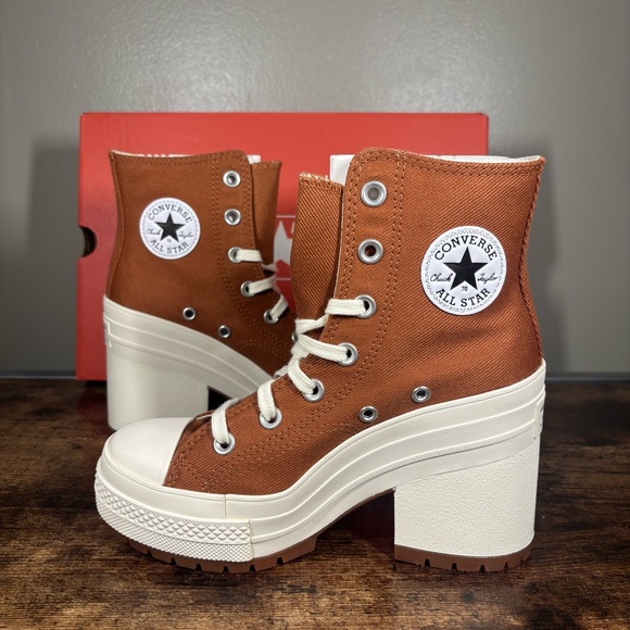 Converse Chuck 70 De Luxe Heel Hi Platform A05253C Women’s Size 5.5 Tawny Owl - Picture 8 of 9